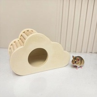 Petite maisonnette en bois non peinte et non cirée pour cochons d'Inde et hamsters, avec des fonctions d'escalade, de cachette et de jeu