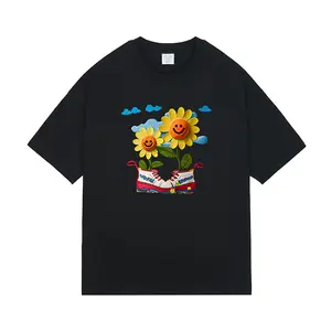 夏の新しいデザインコットンメンズTシャツoネックルーズフィット漫画印刷グラフィックユニセックス半袖特大愛好家Tシャツ