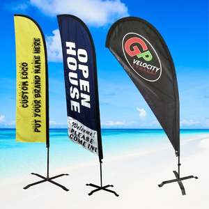 Bendera pantai bulu LOGO kustom bendera air mata bendera dasar air dengan dudukan - Product Image 1