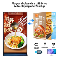 Kiosco de Señalización Digital para Restaurantes, Pantalla Vertical Publicitaria con Soporte de Pie, Pantalla LCD Vertical, Reproductor Multimedia Inteligente WiFi 4K UHD