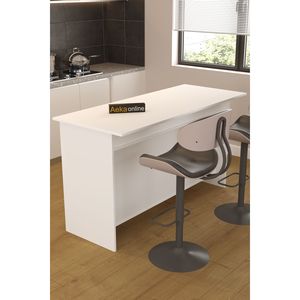 Ayder 160cm White Kitchen Island <b>Bar</b> Table Multi-Purpose Patented Cabinet with 4 <b>Doors</b> - Product Image 5