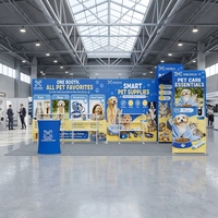 Stand d'exposition portable modulaire pour salon professionnel avec étagères et auvent 20x10 pieds convertible en 10x10 pieds
