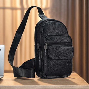 Sac bandoulière pour homme en cuir de vachette pleine fleur, durable, pour sports de plein air, usage quotidien, couleur unie - Product Image 1