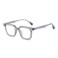 DOISYER-Montura de gafas cuadradas para mujer, decoración de diamantes de imitación, antiluz azul, óptica