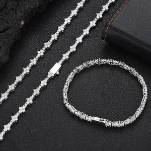 Manufacture Custom Design Fine Luxury 925 Sterling Silver Star Moissanite 6mm Tennis Chain Necklace Women <b>Men</b> Hip Hop Necklace - Product Image 5