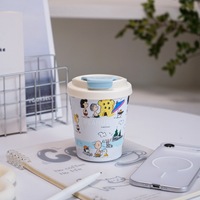 Gobelet isotherme portable réutilisable en acier inoxydable 316 de 250 ml avec impression personnage Snoopy et couvercle à paille rabattable