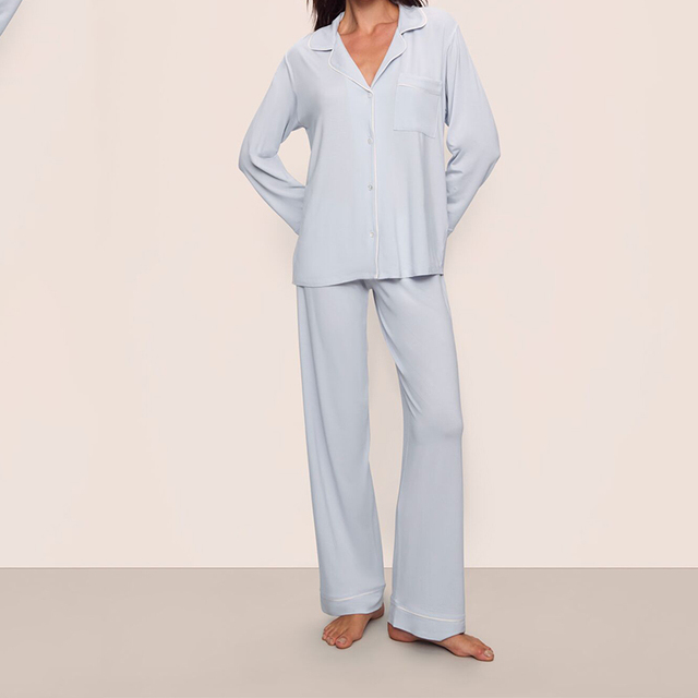 Custom Organic Cotton Leisure Sleepwear Set Elastic Waist Long Pajamas Wholesale Summer and Spring Season Perfect Fit