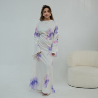 Robe longue décontractée à imprimé floral pour femme, collection été 2026, style abaya modeste à manches longues avec ceinture