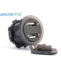 BROSINTL BC010CB 5V 2.1A & 2.1A Output Dual Port USB Charger Socket dengan Pengukur Tegangan Volt