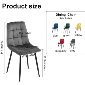 Chaises de salle à manger en tissu rembourré de qualité supérieure avec pieds en métal foncé et silhouette fluide pour usage domestique moderne, rembourrage bleu marine - Product Image 2