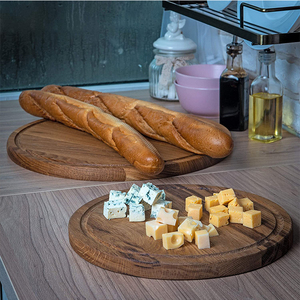 Tabla de cortar de madera redonda personalizada de 12 pulgadas para bistec, <span class=keywords><strong>pizza</strong></span>, chocolate, bandeja de cocina para picar - Product Image 2