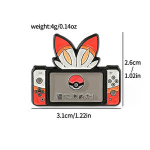 漫画アニメーションクリエイティブかわいいメッキ金属ブローチ滴る油合金ピンバッジ彫刻ゲームコンソール形状黒ニッケル - Product Image 2