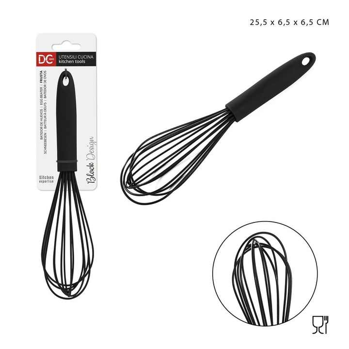 Black silicone whisk 25.5x6.5x6.5cm - Multipurpose kitchen utensils