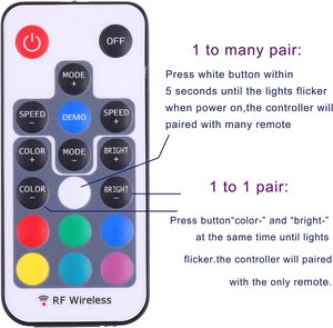 Mini RF RGB <span class=keywords><strong>Led</strong></span> điều khiển <span class=keywords><strong>Dimmer</strong></span> DC 5V-24V 12A 17 phím không dây điều khiển từ xa cho việc thay đổi <span class=keywords><strong>LED</strong></span> Strip Lights - Product Image 6