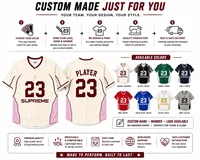 Maillot de baseball personnalisé en twill imprimé avec logo, respirant, anti-humidité, manches courtes, couleur unie, polyester, pour équipe de baseball