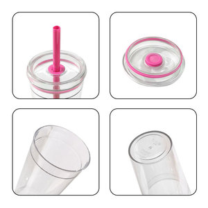 Bicchiere d'acqua di lusso in Tritan 2026 con coperchio a cannuccia, all'ingrosso, personalizzabile con logo, bicchiere trasparente in plastica, sottile, riutilizzabile, per caffè Jui - Product Image 5