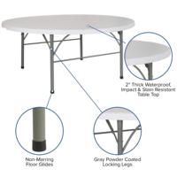 Vente en gros de mobilier de jardin blanc portable Table de camping ronde pliante en plastique pour pique-nique et voyage pour événements et fêtes