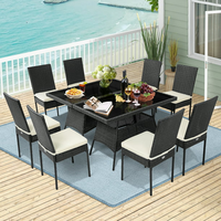 Meubles pour la maison bon marché imperméable dîner patio rotin osier métal bois jardin salle à manger table d'extérieur