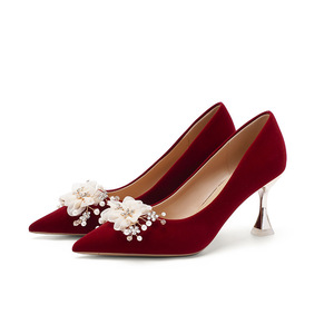 High Quality High Heeled Wedding Formal Shoes Women's Thin Heeled Bridal Rhinestone Shoes Shallow Toe women's Shoes - Product Image 1