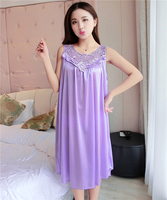 Pijama Sexy sin Mangas para Mujer Camisones de Verano Vestido Largo de Dormir para Dama Ropa de Noche Femenina