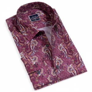 เสื้อเชิ้ตผู้ชายลายดอกไม้เบอร์กันดี - Product Image 2