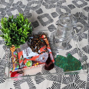 Nampan Sajian Persegi Panjang Modern untuk Menampilkan Kue Kopi dan Camilan - Dekorasi Rumah Kantor, Wadah Makanan Plastik - Product Image 6