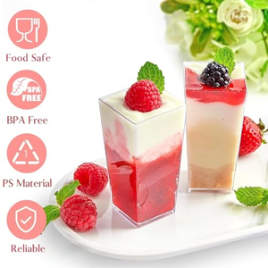 กล่องพลาสติกใส PS ขนาด 3 ออนซ์ ทรงสี่เหลี่ยมผนังเดียว สำหรับใส่ขนมหวาน มูส พาร์เฟต์ โยเกิร์ต สวยงาม - Product Image 3