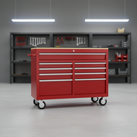 Armoire à outils en acier robuste à 9 tiroirs, avec serrure à clé, roues pivotantes, capacité de charge de 500 kg, design moderne, OEM, rangement pour garage et atelier