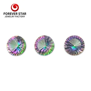 Hot Sale Good Quality Round Concave Cut Rainbow Natural Mystic Quartz Stone Price