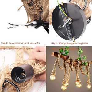 Enchufe de luz doble Base de lámpara colgante 1M cuerda techo redondo E27 soporte tornillo estilo para café Vintage Edison filamento Luz - Product Image 5
