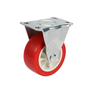 2.5 Inch Red Pvc Caster Wheels Flatbed Directional Fixed For Canteen Trolleys Bolt Hole Type 2.0 Mm Top Plate - Product Image 4