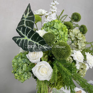 DKB lancia il nuovo prodotto: sfere di fiori artificiali verdi e bianchi, sfere di fiori in seta per decorazioni di matrimoni interne ed esterne - Product Image 3