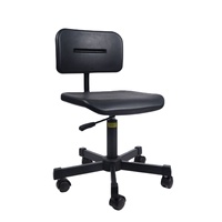 Chaise de laboratoire ESD en cuir PU, antistatique, dossier anti-poussière, bleu/noir, pour salle blanche, hauteur réglable, vérin à gaz, pivotante