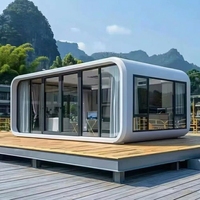 Capsule spatiale préfabriquée moderne modulaire mobile, cabine Apple avec façade vitrée isolée, maison préfabriquée pour bureau et usage extérieur