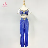 Reserved for CHACHABLUES- Vintage Genie Costume, Princess Jasmine, Adult  costume, 60s Harem pants, Blue Belly Dance outfit, Women's Sz S