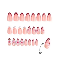 YD10 Kaixin Faux Ongles Courts à Coller en Gros pour Fête, 30 Pièces, Faits Main, Luxe, Rouge, Forme Amande, Vernis Brillant, Ongles Artificiels en ABS