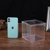 Cube de rangement moderne en acrylique transparent Petite boîte à bonbons portable écologique avec couvercle Boîte de table en plastique acrylique transparent
