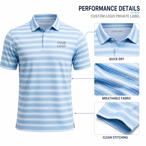 Polos Dri Fit para Hombre, Polo de Golf de Lujo Personalizado, Camisa a Rayas de Primera Calidad, Marca Personalizada, Hecho a Medida por el Fabricante - Product Image 3