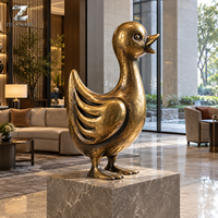 Charmante Sculpture de Canard en Laiton, Finition Bronze Antique, Décoration Animale Personnalisée pour Chambre, Hôtel, Intérieur, Jardin, Cour, Centre Artistique