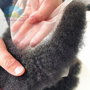 4mm afro Curl Real Indian tóc con người thực tế ria mép và râu đầy đủ ren cơ sở toupee cổ - Product Image 3