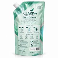 Sachet refermable imprimé sur mesure de 500 ml pour nettoyant vitres sans traces, recharge concentrée, avec fenêtre et fermeture éclair