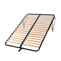 Sommier en acier avec lattes en bois de pin, réglable, amovible, avec fonction de rangement, cadre de lit plat pour chambre à coucher