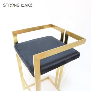 Taburete de barra alta de acero inoxidable dorado de lujo, tela moderna <span class=keywords><strong>Bistrot</strong></span>, venta al por mayor, fabricantes de fábrica - Product Image 2