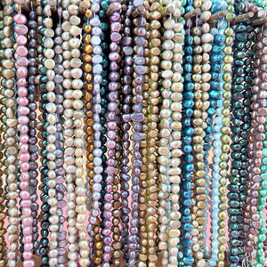 Perles d'eau douce de culture perles d'eau douce teintes en vrac 6-7mm Trou: 0.8mm Vendu par 15.3 pouce - Product Image 3