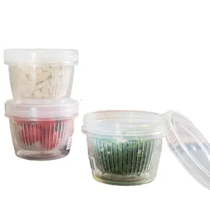 Wadah Mangkuk Mini Transparan untuk Dapur, Sayuran dan Buah Cincang, Bawang Putih Cincang, Makanan Ringan Mangkuk Pembuangan