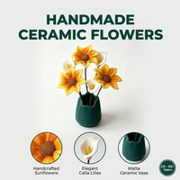 Vase en céramique fait main de 30 cm pour arrangement floral, marguerite verte mate, fleur éternelle, décoration de bureau personnalisée OEM, luxueuse pour anniversaire