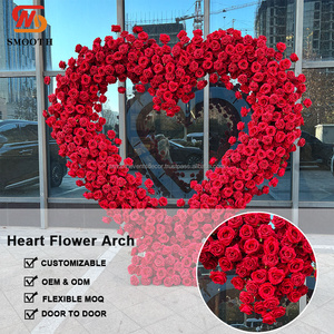 SMOOTH Hot Selling 8ft Red Rose Flower Arch With Base Flower Runner Flower Arch For Wedding Decor - Product Image 2