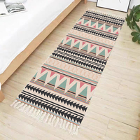Ethnischer Stil Polyester-Quasten-Bodenmatte Schlafzimmer-Bettvorleger Einfacher Moderner Teppich mit Punktmuster Fleckresistent Maschinenwaschbar