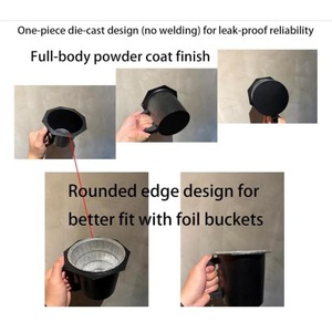 Grease Bucket with <b>Lid</b> 15 Foil Liners Outdoor <b>BBQ</b> Grease Collector - Product Image 4