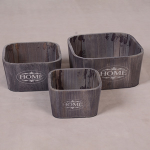 Rustic Wooden Flower <b>Pots</b> Square Indoor Home Decor Planters For <b>Succulents</b> Desktop Or Floor Standing - Product Image 5